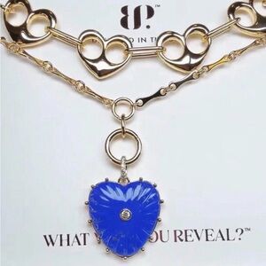 BP Gold Necklace with Blue Heart Pendant